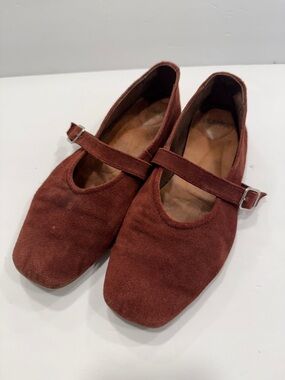 Ulanka Rust Suede Mary Jane Flats size 39